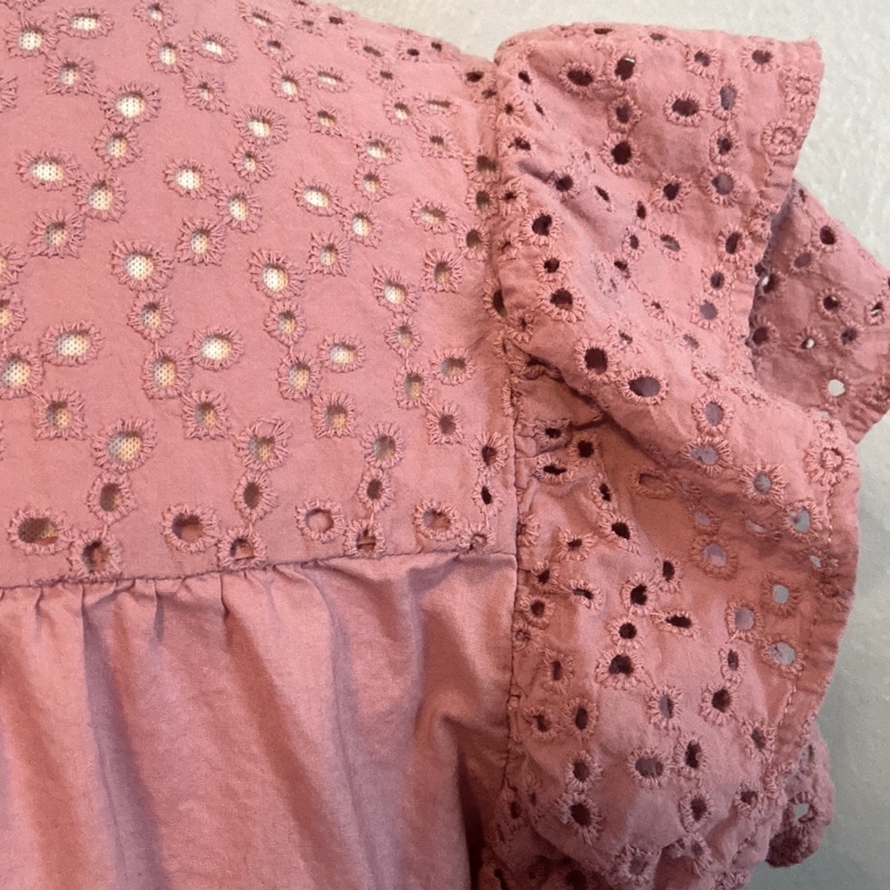 Peasant Romantic A New Day Short Sleeve Blouse Top Ruffle Sleeves Pink L - Picture 3 of 6